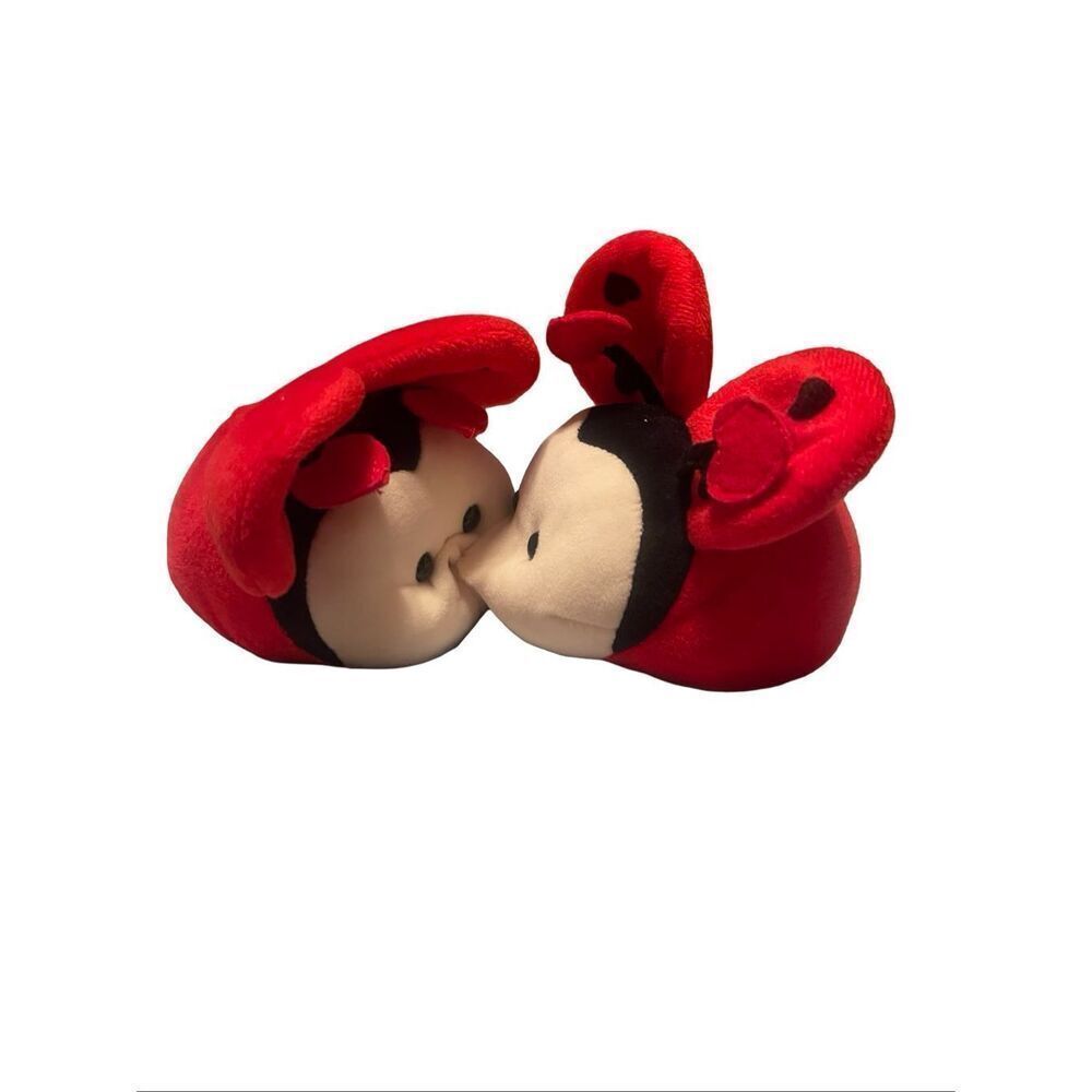 Evergreen Red Black Kissing Ladybug Plush Toy With Pull String Movement